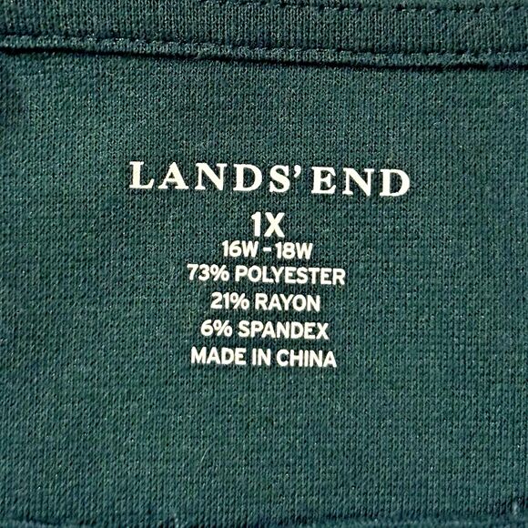 Lands’ End 1X (16W-18W) Green Sleeveless Dress, Round Pleated Neckline, NWOT - Picture 8 of 10